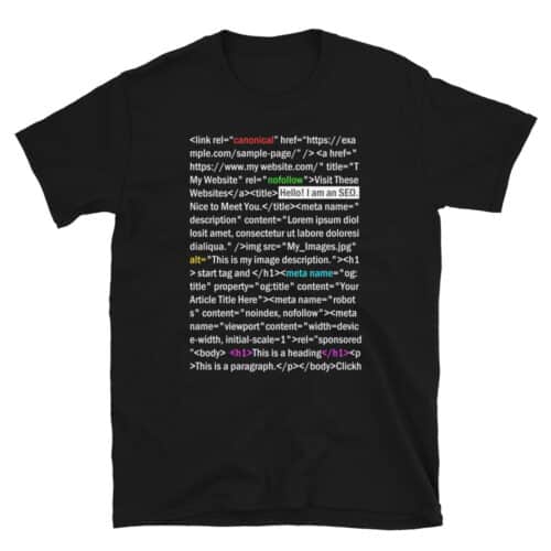 Short-Sleeve Unisex Search Engine Optimisation SEO T-Shirt
