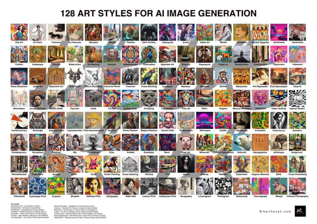 Diving into AI Image Generation with 128 Artistic Styles [Infographic ...